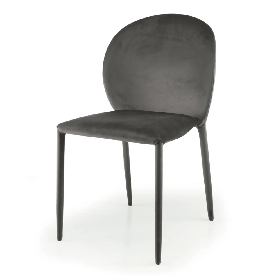 Dining Room Chair Upholstered in Velvet Made in Italy 4 Pieces - Victory Viadurini