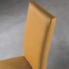 Living Room Chair in Wood and Eco-leather Seat Design Made in Italy - Agostina Viadurini