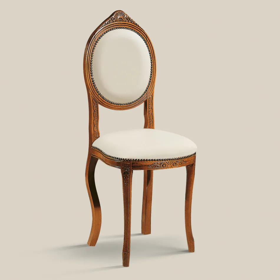 Classic Style Chair in Upholstered Walnut Wood Made in Italy - Elegant Viadurini