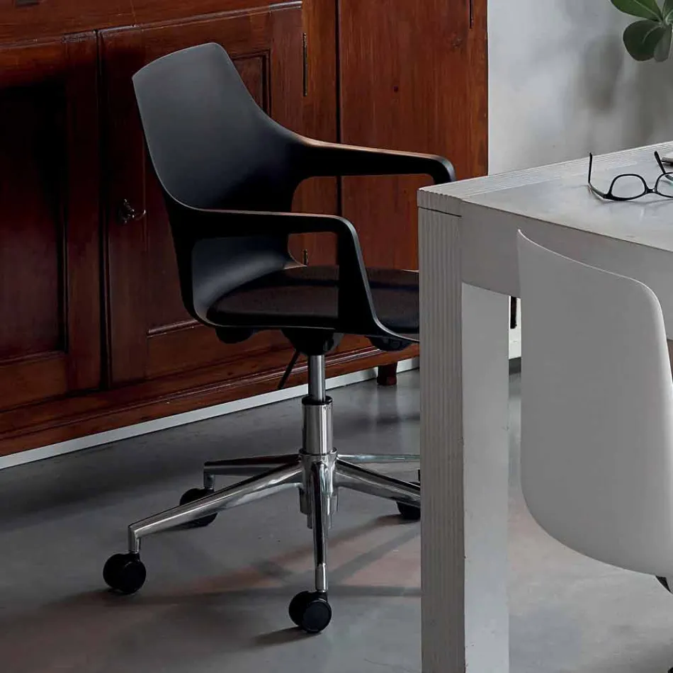 Office Chair in Aluminum and Polypropylene Made in Italy, 2 Pieces - Charis Viadurini
