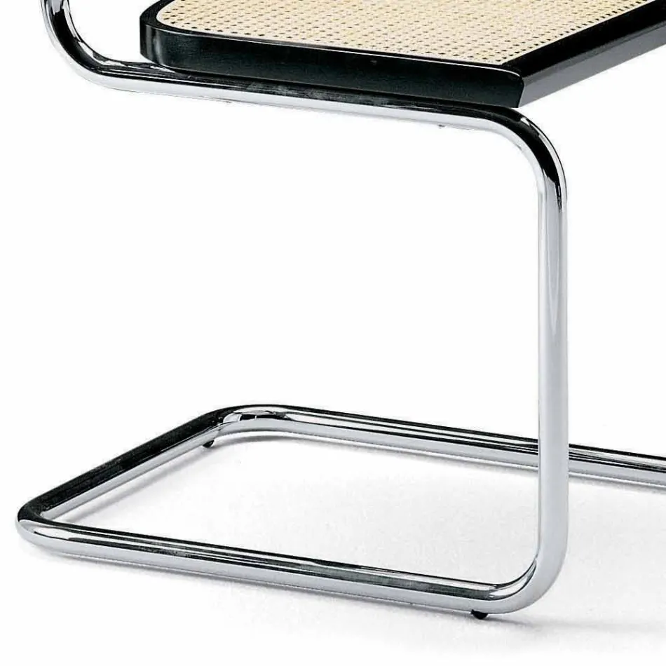 Straw Office Chair with Steel and Wood Structure Made in Italy - Baviera Viadurini
