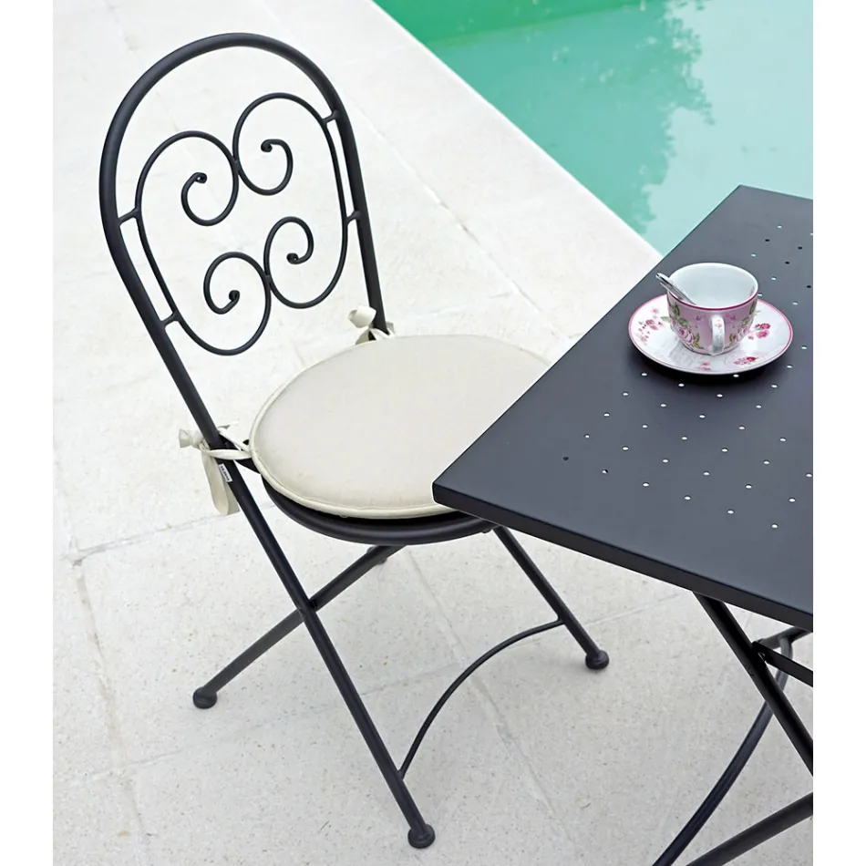 Folding Outdoor Chair in Anthracite Gray Iron 2 Pieces - Baccard Viadurini