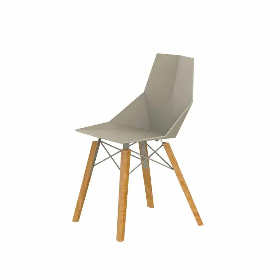 Living Room or Kitchen Chairs in Polypropylene and Wood - Faz Wood by Vondom Viadurini