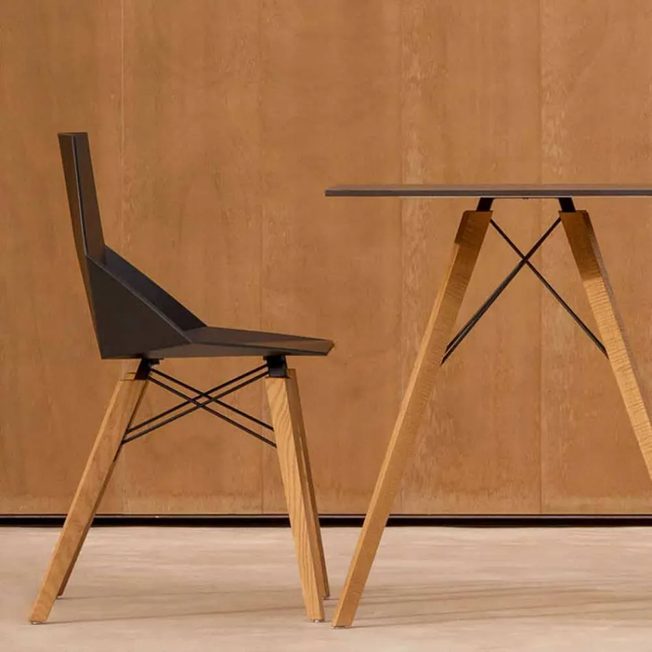 Living Room or Kitchen Chairs in Polypropylene and Wood - Faz Wood by Vondom Viadurini