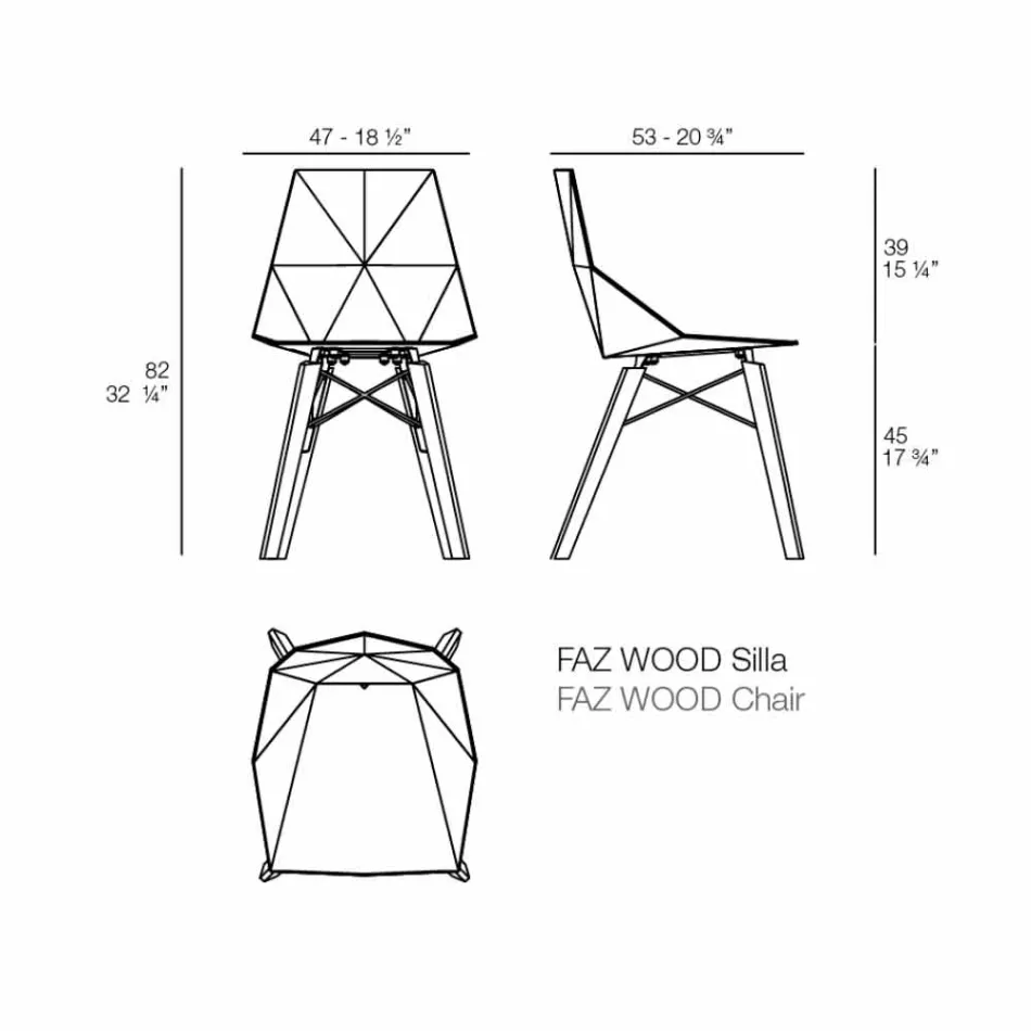 Living Room or Kitchen Chairs in Polypropylene and Wood - Faz Wood by Vondom Viadurini