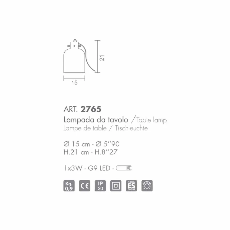 Selene Bossa Nova table lamp Ø15 H 21cm in blown amber glass Viadurini