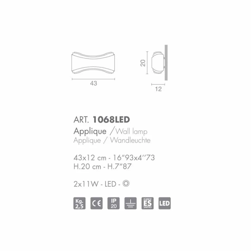 Selene Ionica handmade steel and glass applique 43x12 H 20cm Viadurini