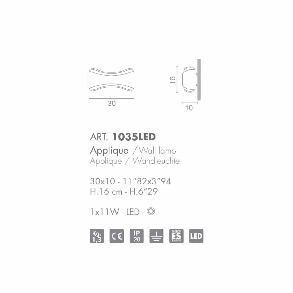 Selene Ionica wall lamp made in Italy, 30x10 H16cm, glass and steel Viadurini