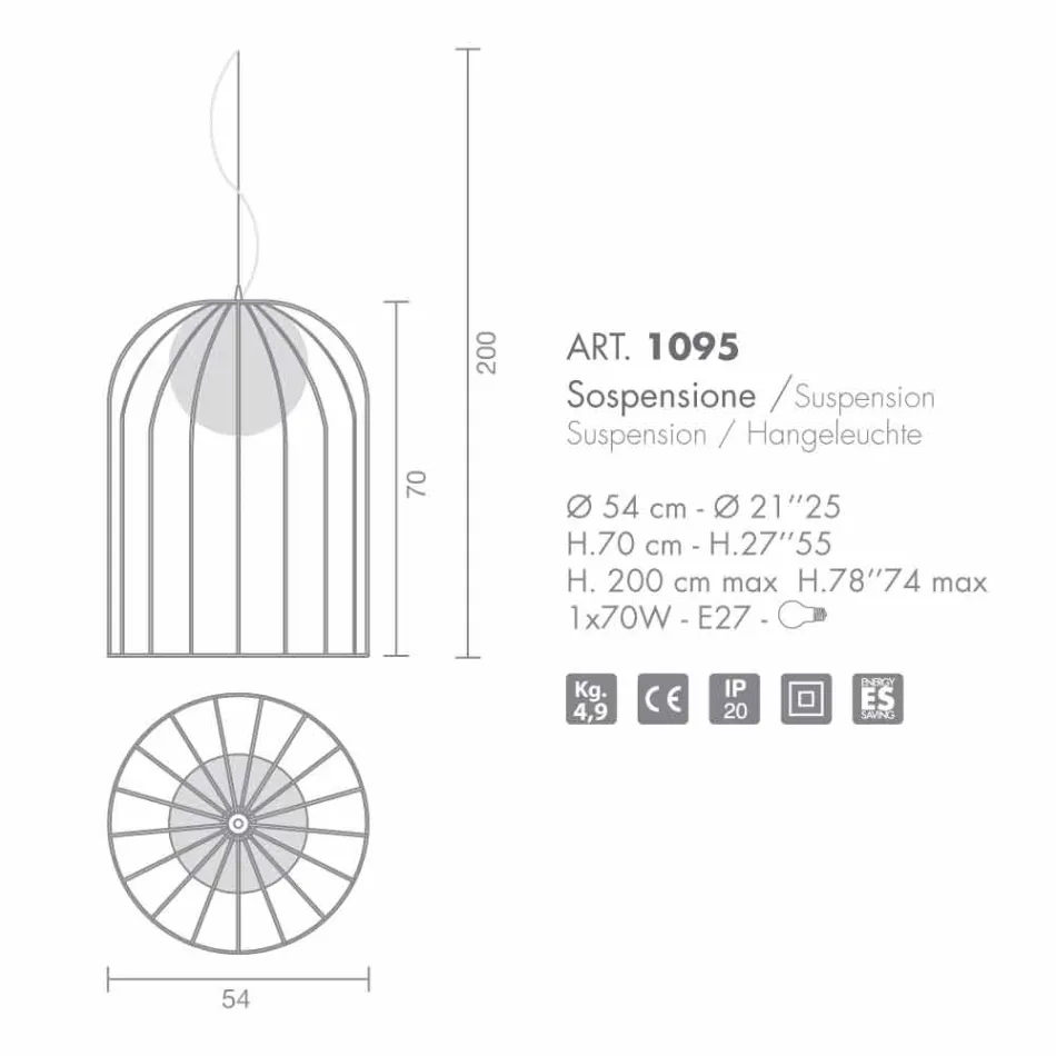 Selene Kluvì blown glass pendant lamp Ø54 H 70 / 200cm Viadurini