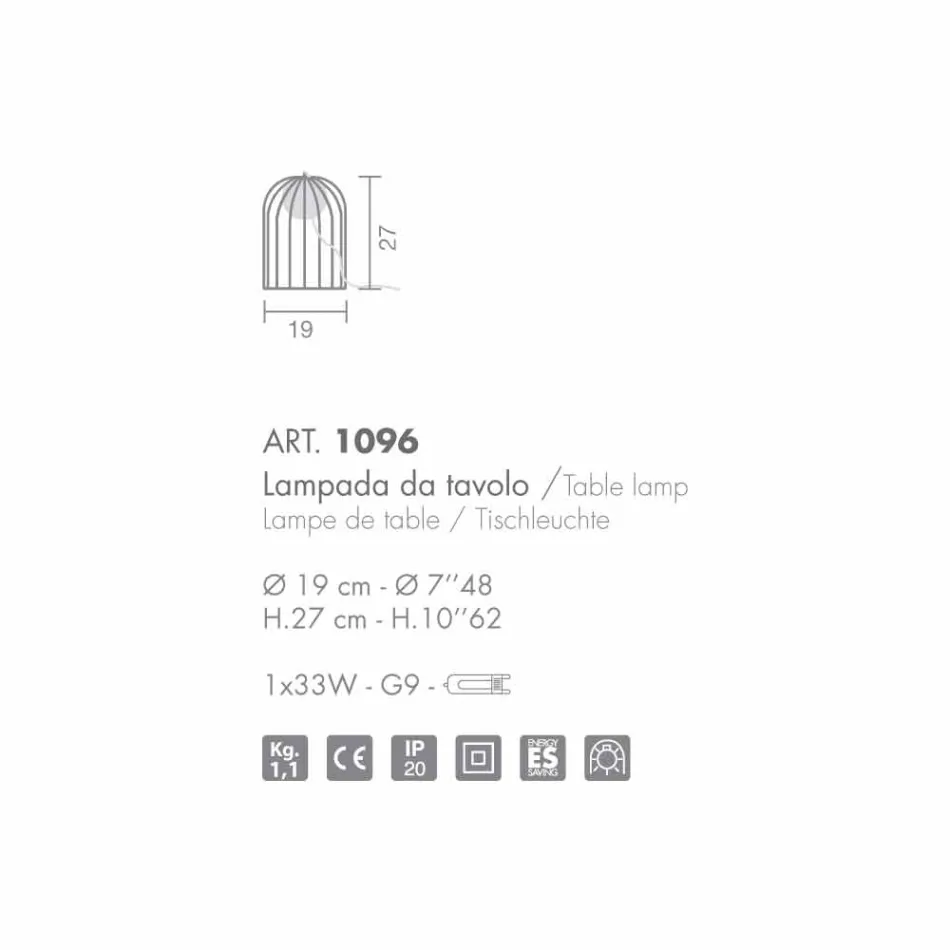 Selene Kluvì blown glass and metal lamp Ø19 H 27cm Viadurini