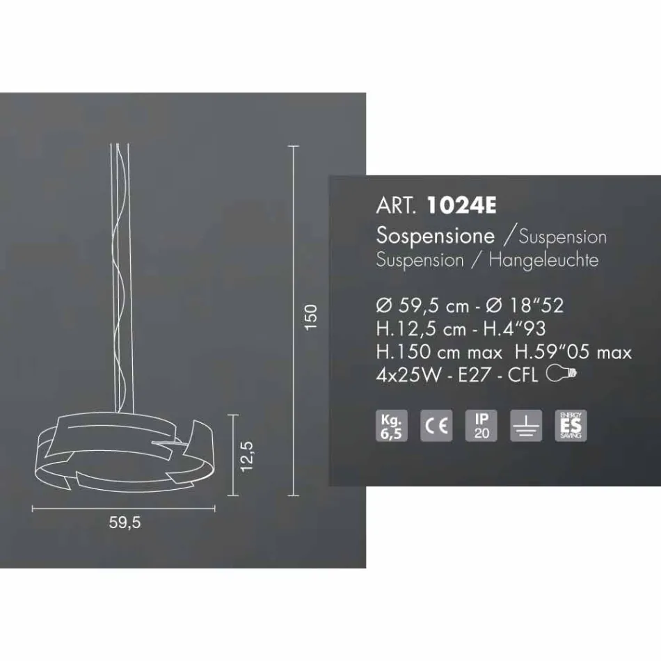 Selene Vultur suspension lamp Ø59,5 H 12,5 / 150 cm made in Italy Viadurini