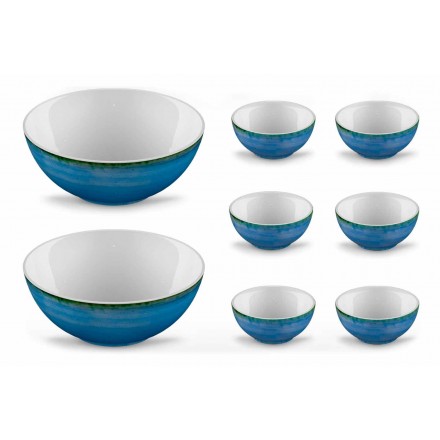 Service 6 Ice Cream Bowls and 2 Bowls in Colored Porcelain - Rurolo Viadurini