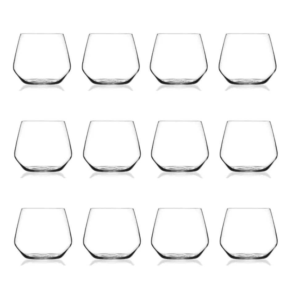 Water Glasses Set in Eco Crystal Minimal Design 12 Pcs - Etera Viadurini