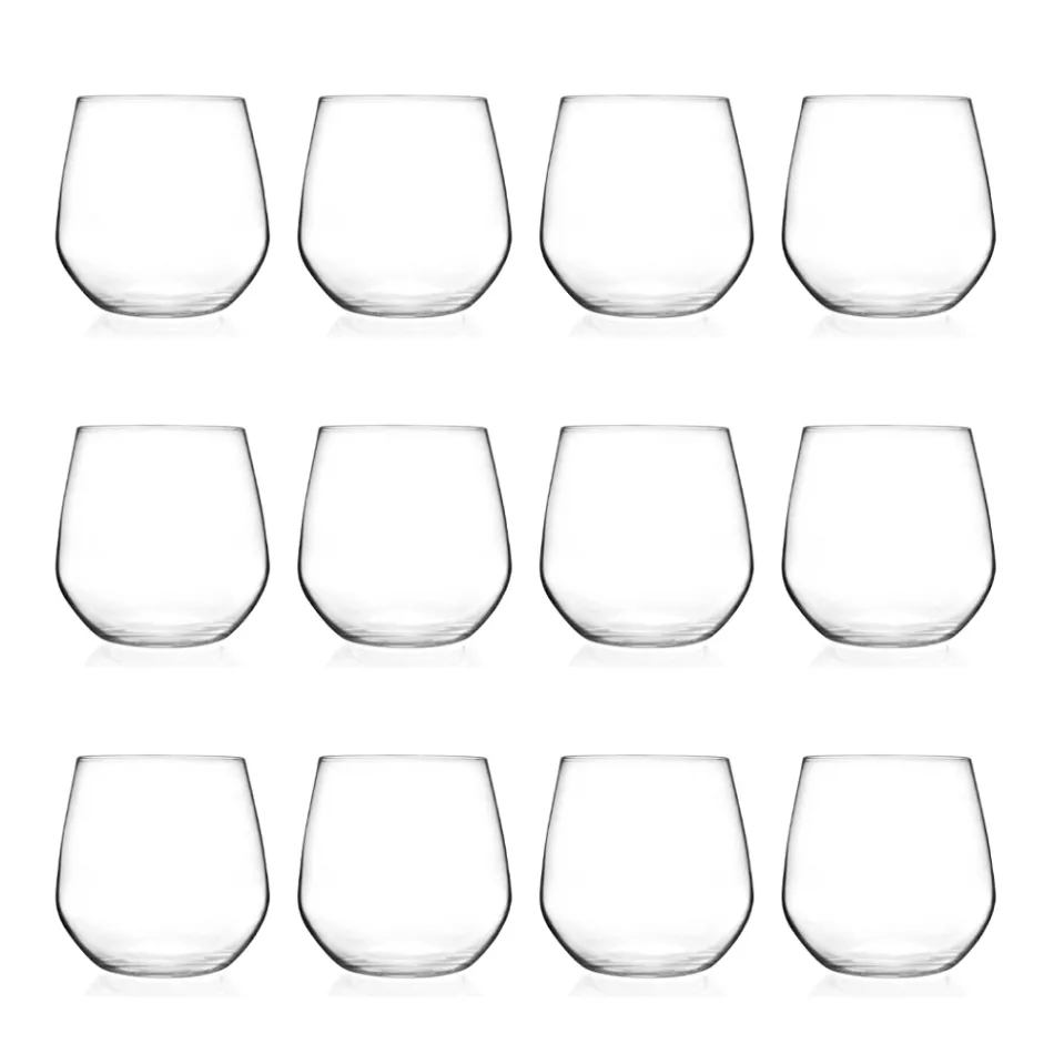 Water Glasses Set in Eco Crystal Minimal Design 12 Pcs - Etera Viadurini
