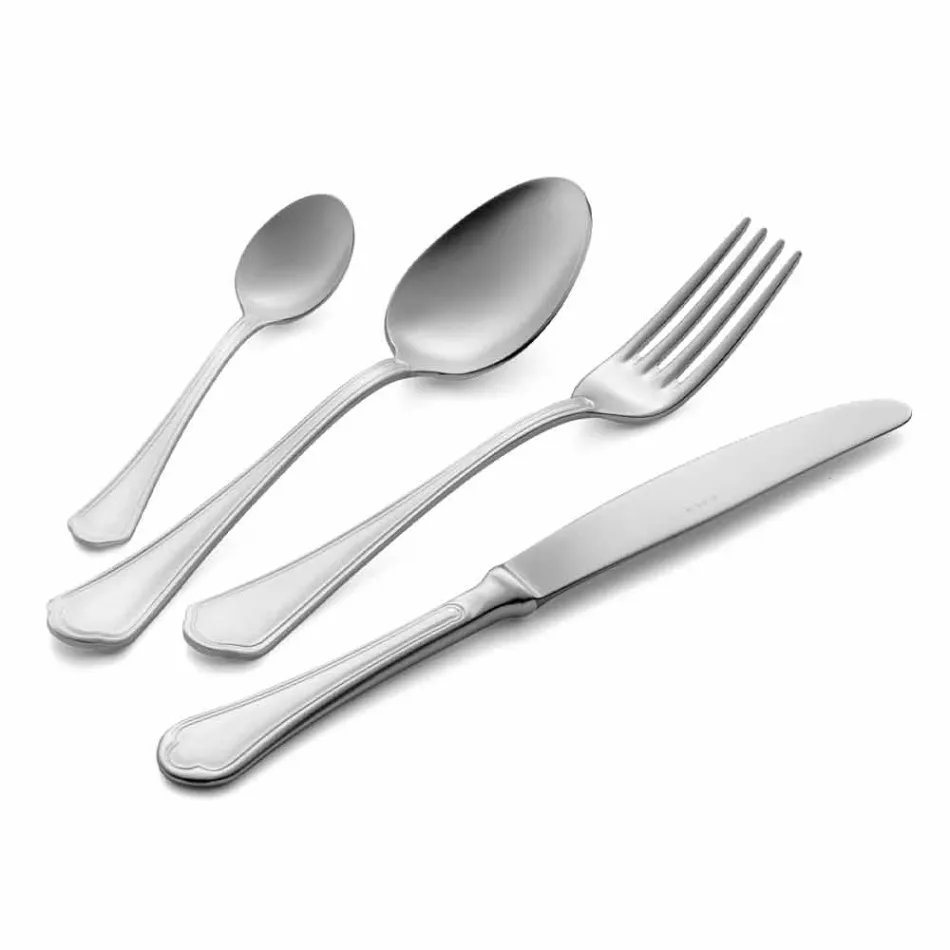 Complete Set of Luxury Design Stainless Steel Cutlery 24 Pieces - Boss Viadurini