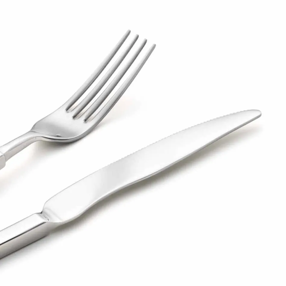 Complete Steel Cutlery Set 24 Pieces Design Made in Italy - Tricky Viadurini