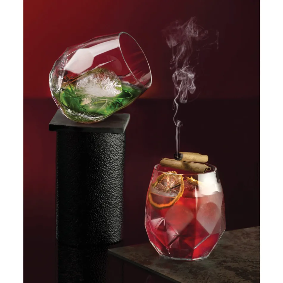 Decorated Ecological Crystal Glasses Service 12 Pieces - Bromeo Viadurini