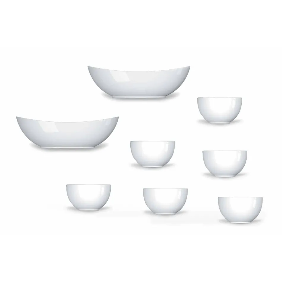 Cup Service Modern Design Porcelain Bowls 8 Pieces - Telescope Viadurini