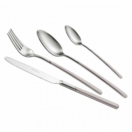 24 Pieces Polished Steel Cutlery Set with Sandblasted Handle - Jingle Viadurini
