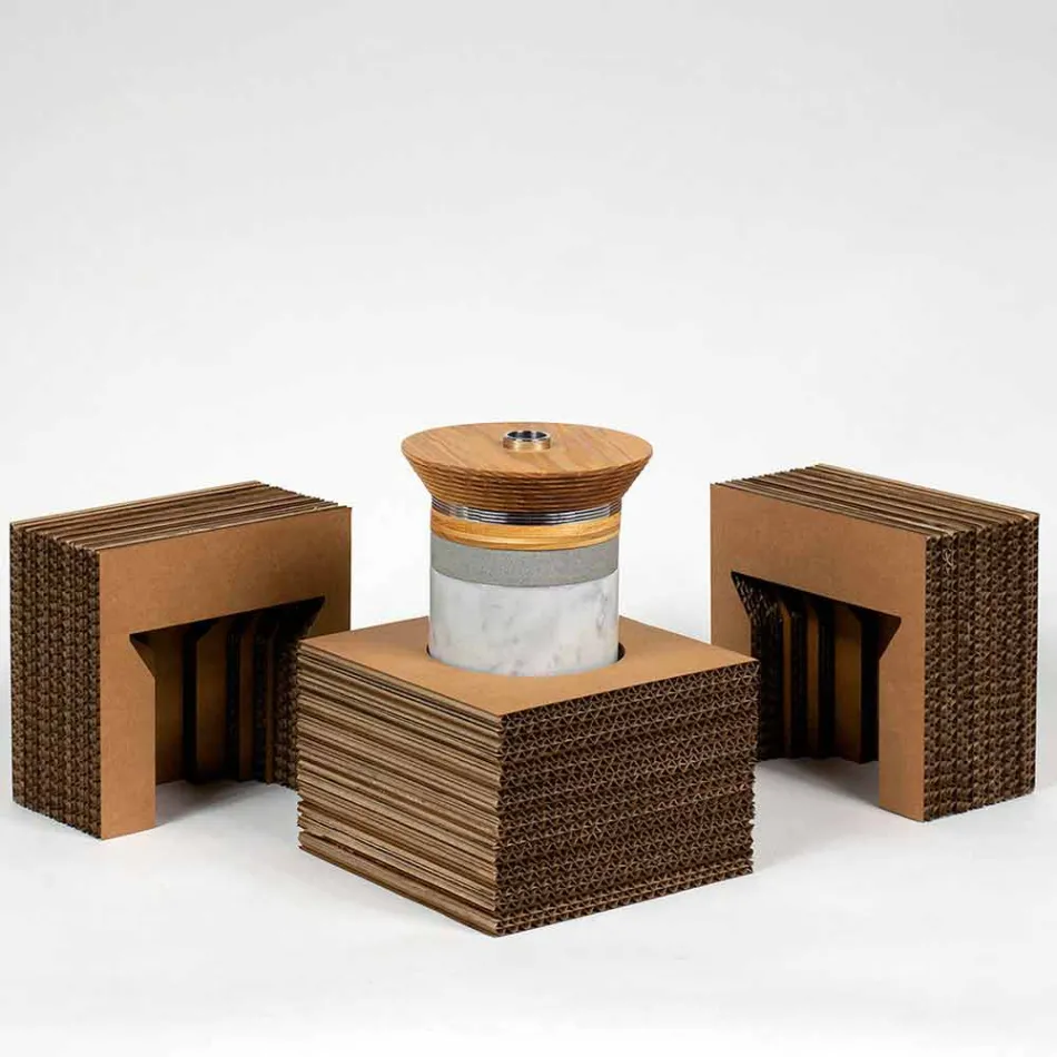 Cocktail Service Aperitif Accessories in Marble, Wood, Steel - Norman Viadurini