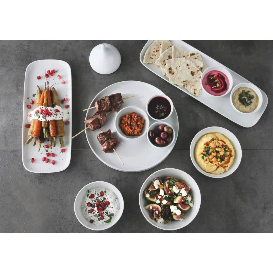 Modern Design Porcelain Aperitif Plates Set 8 Pieces - Galatino Viadurini