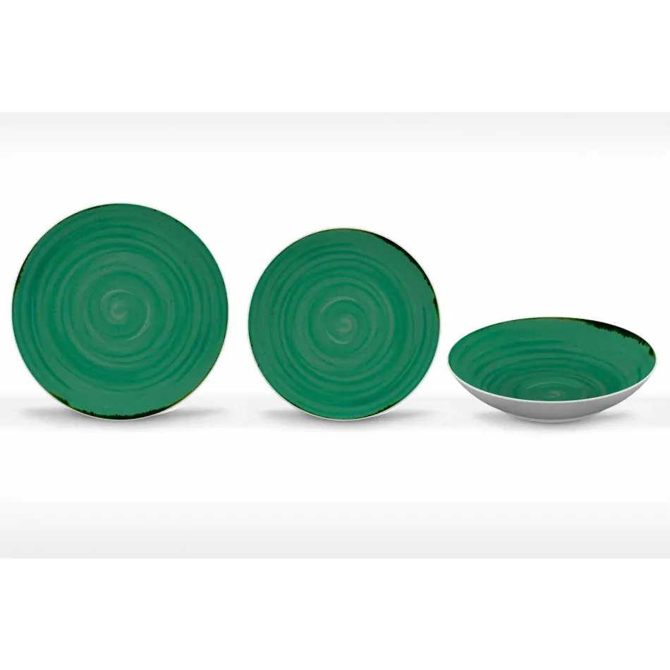 18 Piece Porcelain Colored and Modern Dinner Plate Service - Rurolo Viadurini