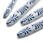 Steel and Plastic Cutlery Set Blue or White Decoration 24 Pcs - Alessandra Viadurini