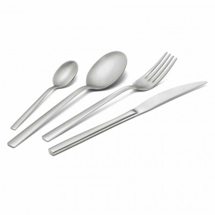 Cutlery Set in Sandblasted Stainless Steel 24 Pieces of Elegant Design - Ronfo Viadurini