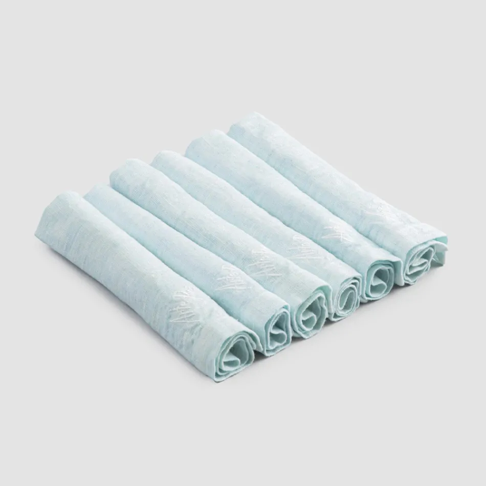 Elegant Linen Napkin Service with Fold Edge, 6 Colored Pieces - Onestini Viadurini