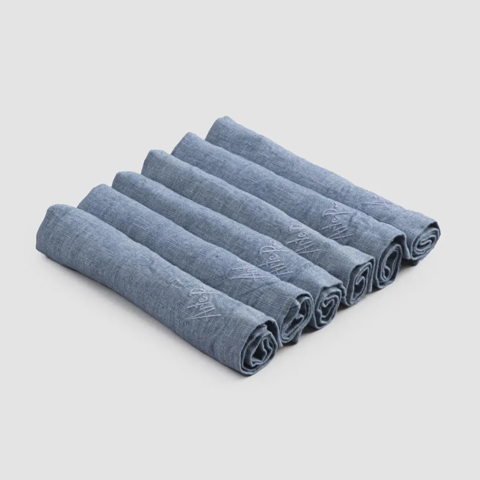 Elegant Linen Napkin Service with Fold Edge, 6 Colored Pieces - Onestini Viadurini