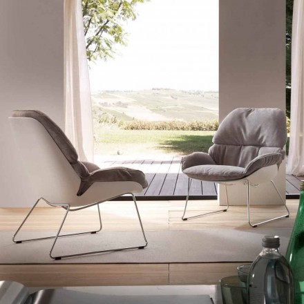 Set of 2 armchairs in white polypropylene and soft birch gray cushion Viadurini