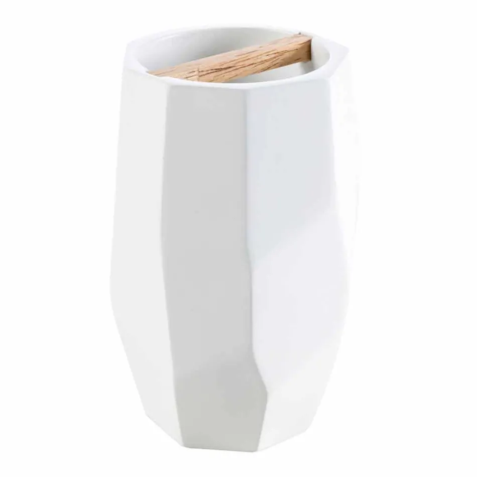 Design bathroom accessory set in Rivalba wood and resin Viadurini