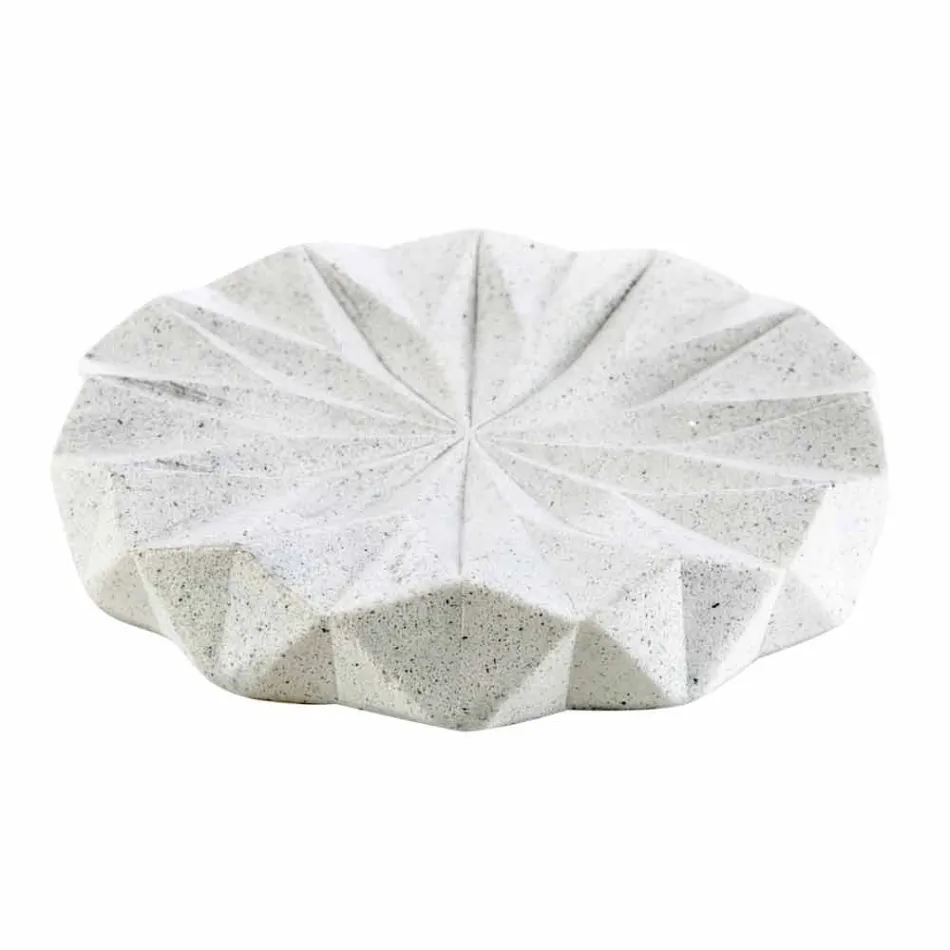 Modern bathroom accessories set in white resin Levice Viadurini