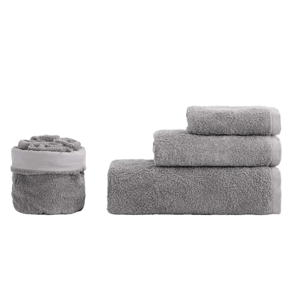 8 Piece Bathroom Set in Pure Cotton Terry Cloth All Garment Dyed - Smooth Viadurini