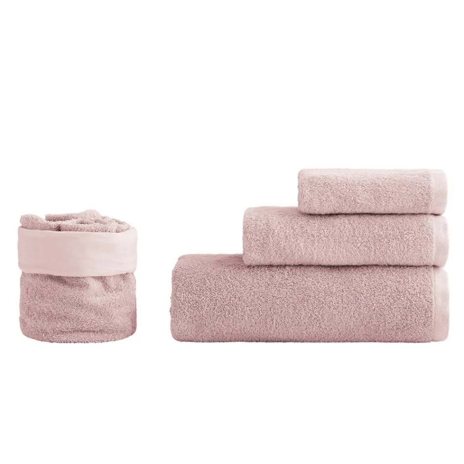 8 Piece Bathroom Set in Pure Cotton Terry Cloth All Garment Dyed - Smooth Viadurini