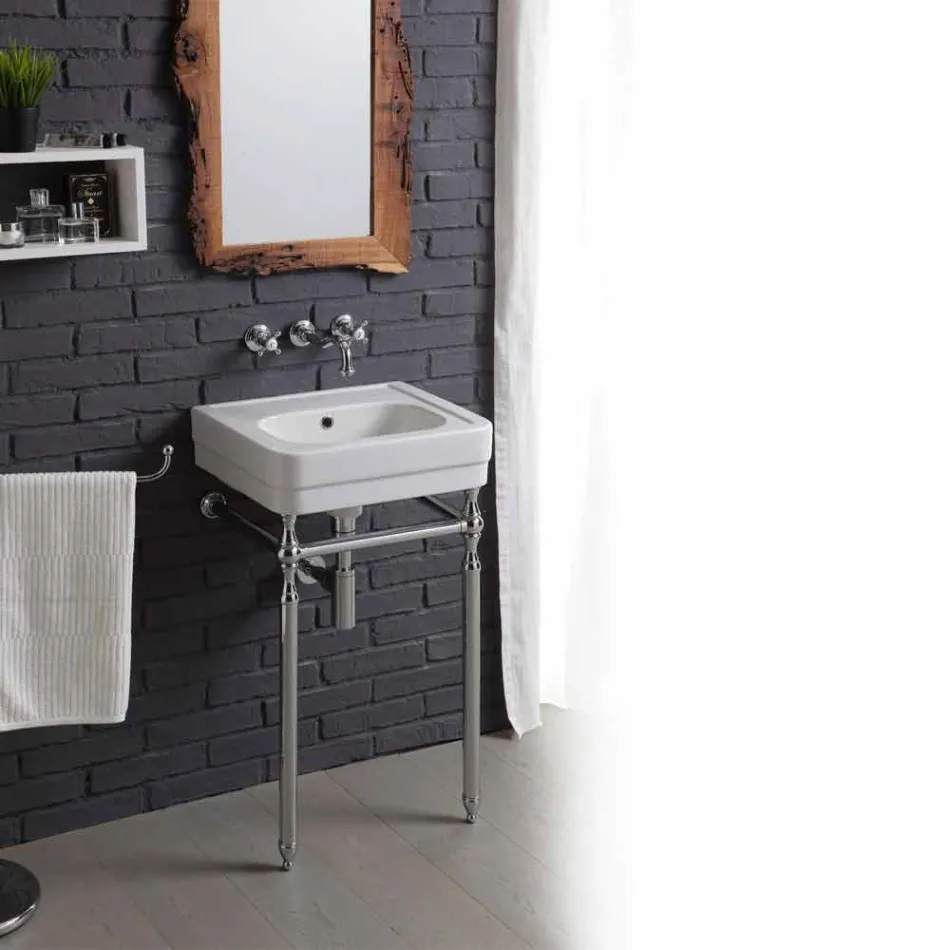 Bathroom set with washbasin on frame and mirror in creativity briccole Viadurini