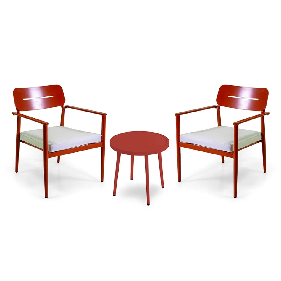 Set of 2 Armchairs with Aluminium Table in Different Finishes - Souvenir Viadurini