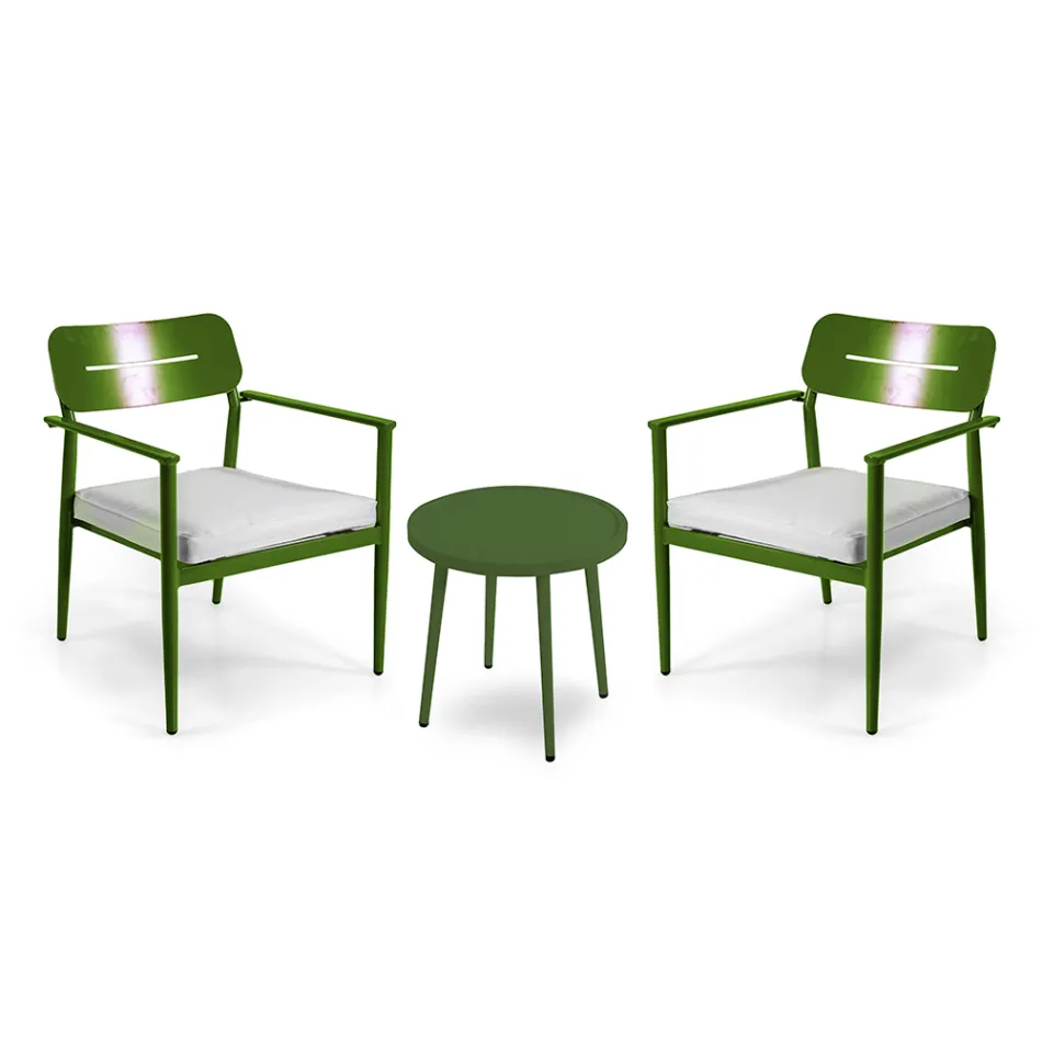 Set of 2 Armchairs with Aluminium Table in Different Finishes - Souvenir Viadurini