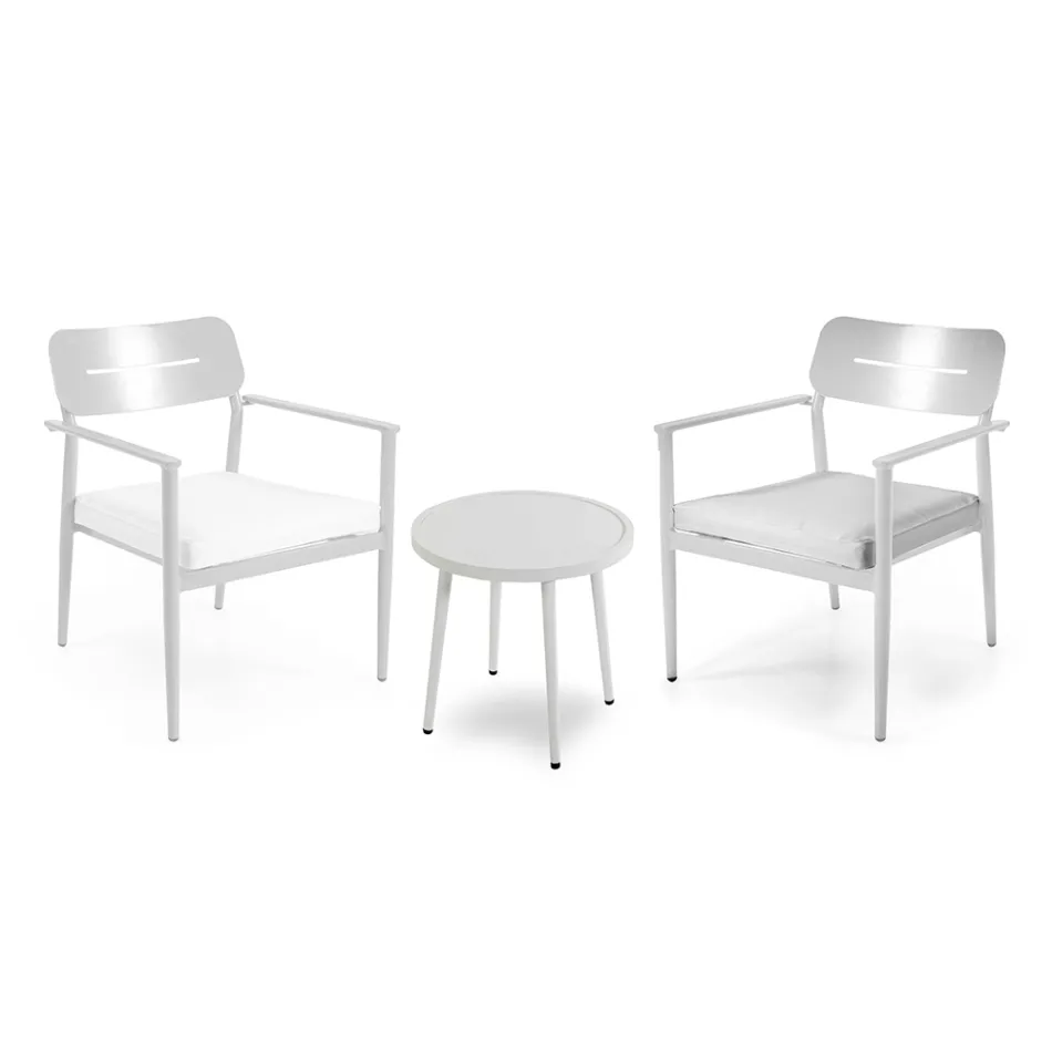 Set of 2 Armchairs with Aluminium Table in Different Finishes - Souvenir Viadurini