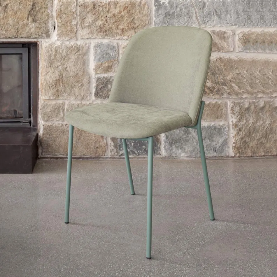 Set of 2 Living Room Chairs in Fabric and Metal Made in Italy - Ivy Viadurini