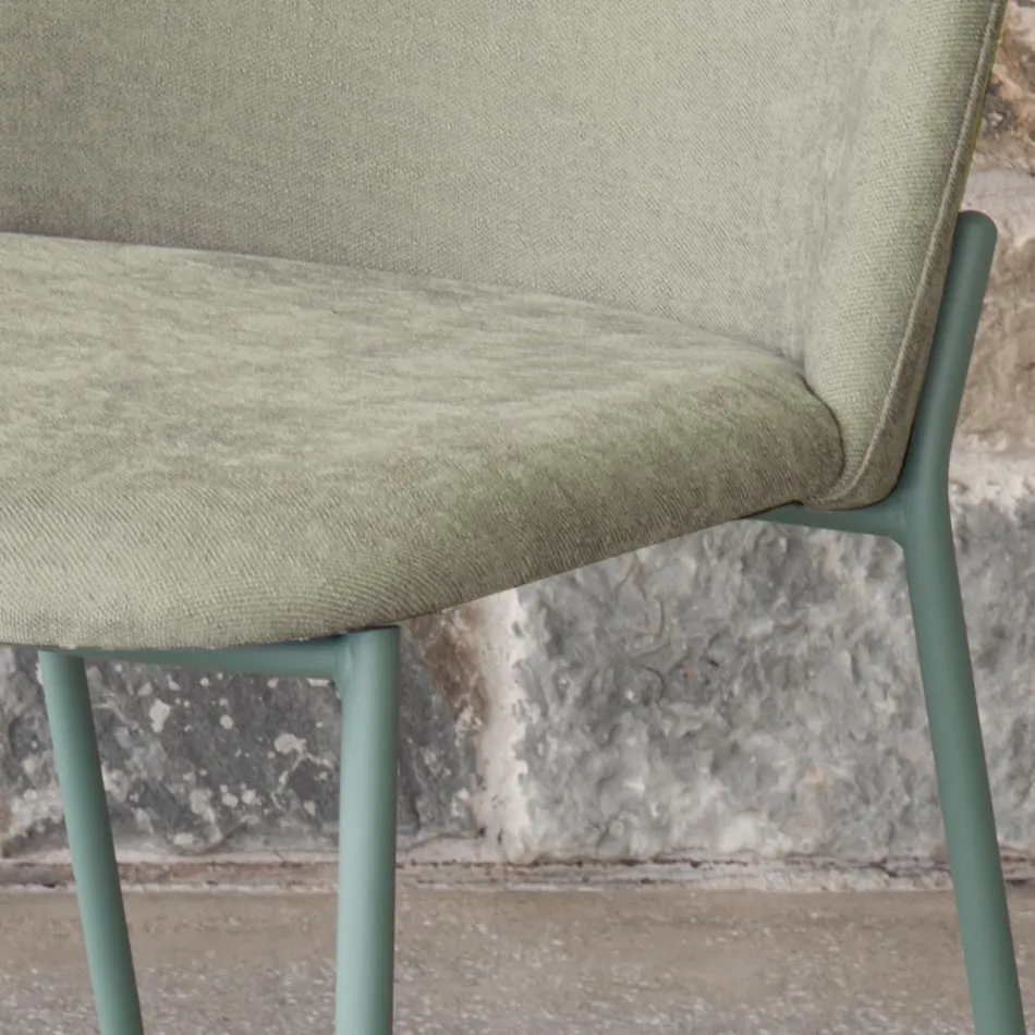 Set of 2 Living Room Chairs in Fabric and Metal Made in Italy - Ivy Viadurini