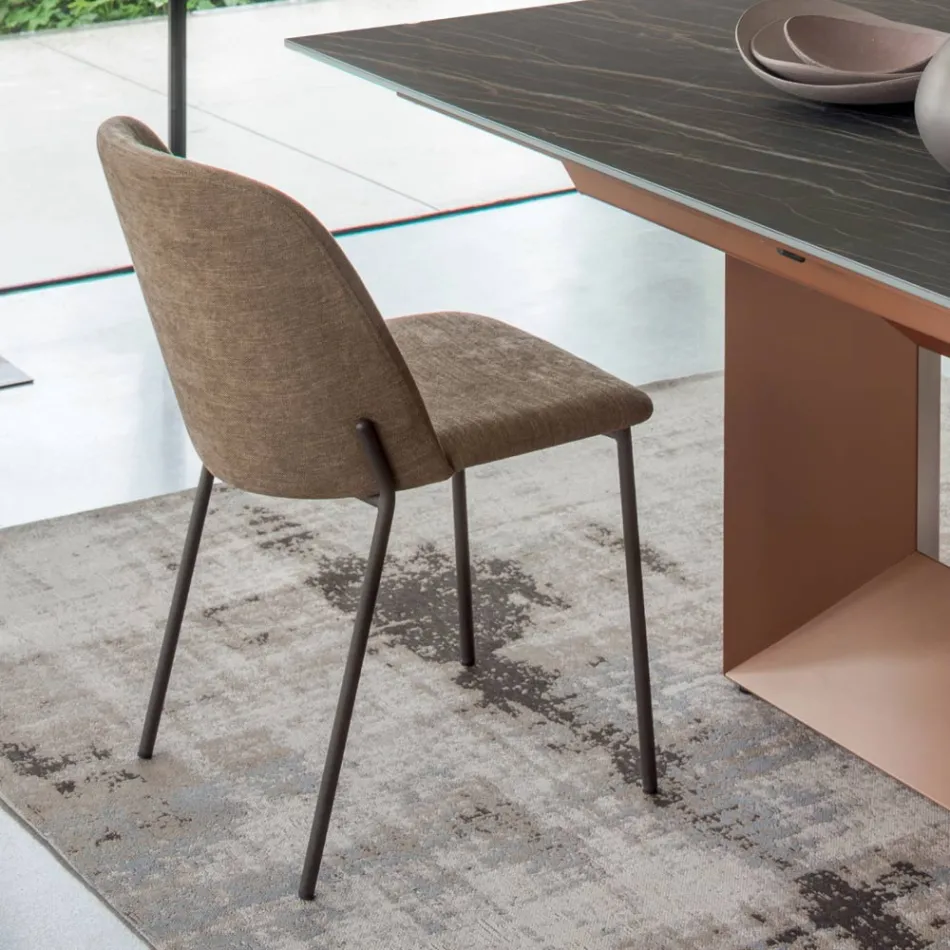 Set of 2 Living Room Chairs in Fabric and Metal Made in Italy - Ivy Viadurini