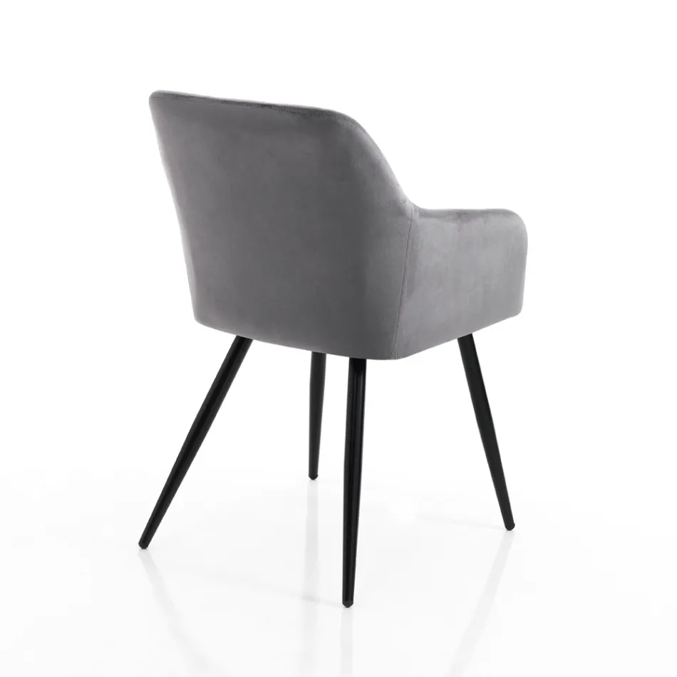 Set of 2 Chairs in Velvet Effect Fabric - Plutonium Viadurini