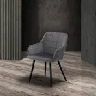 Set of 2 Chairs in Velvet Effect Fabric - Plutonium Viadurini