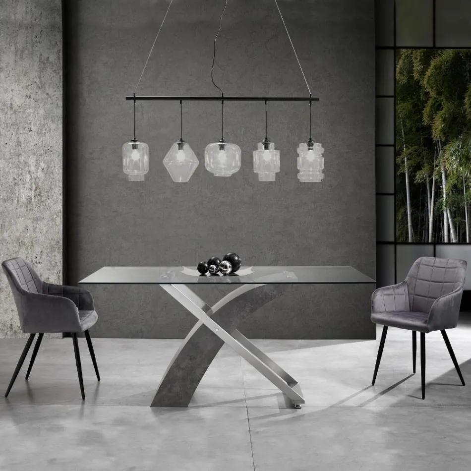 Set of 2 Chairs in Velvet Effect Fabric - Plutonium Viadurini