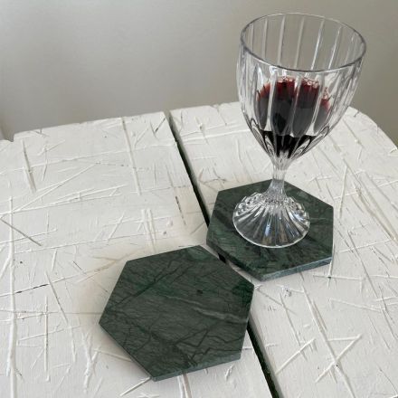 Set of 2 Hexagonal Marble Coasters with Cork Made in Italy - Narita Viadurini