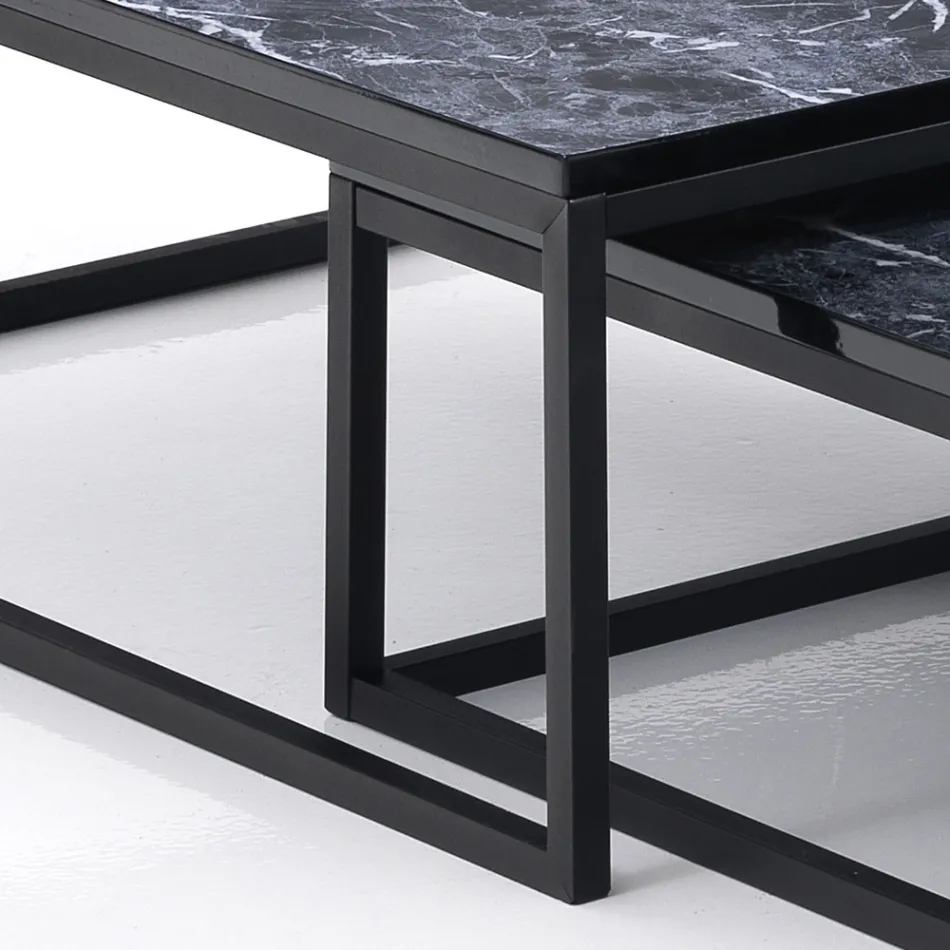 Set of 2 coffee tables in MDF with marble finish - Osmium Viadurini