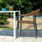 Set of 4 Aluminum and Twist Wicker Armchairs - Tavira Viadurini