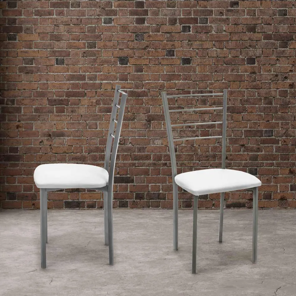 Set of 4 Chairs with Gray Painted Metal Structure - Galletto Viadurini