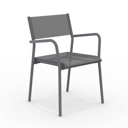 Set of 4 Aluminum and Batyline Garden Chairs - Lucente Viadurini